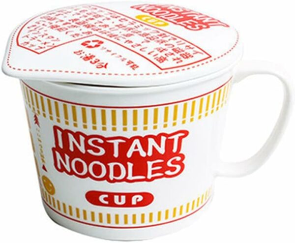 Creative Instant Noodle Ceramic Cup Bowl with Cover